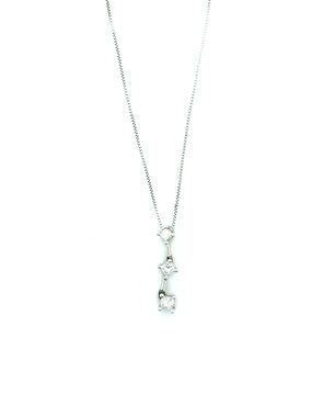 10K‎ White Gold 3-Diamond Drop Necklace